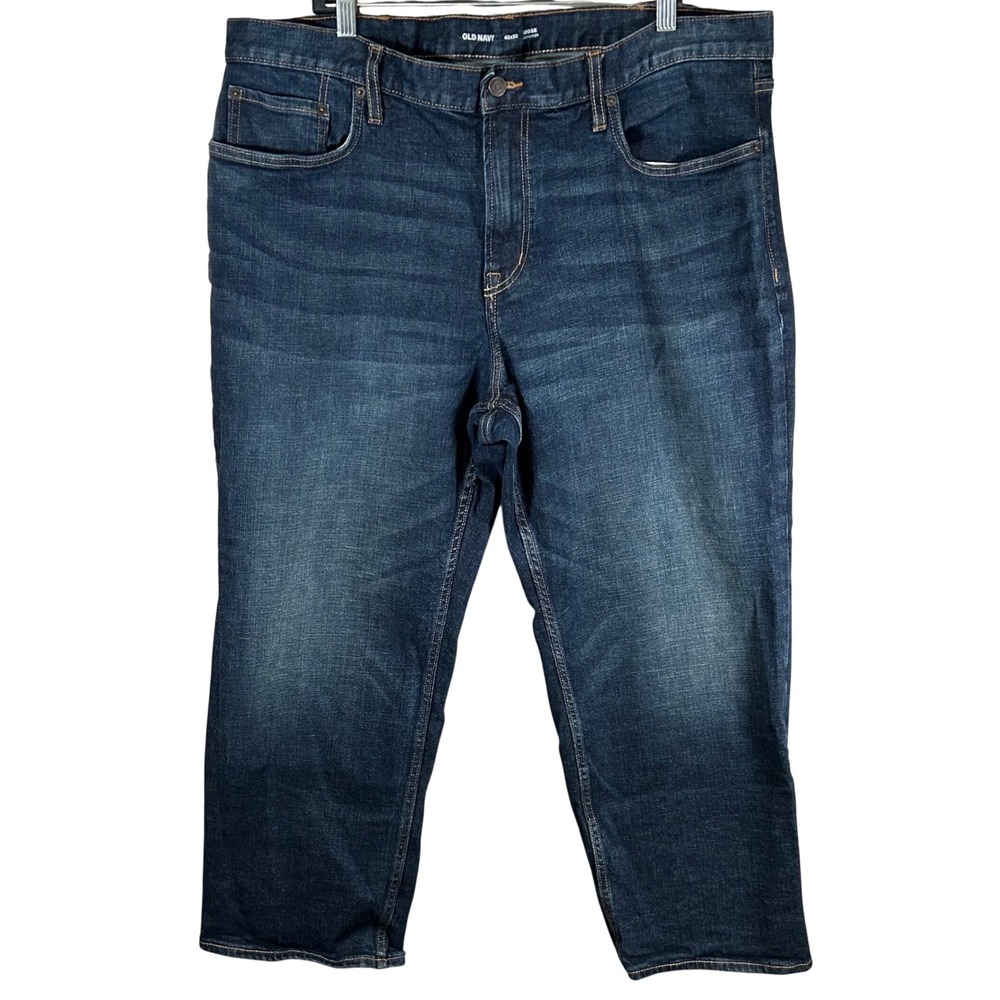 Old‎ Navy Mens Loose Built-In Flex Dark Wash Denim Jeans 42x30 Blue